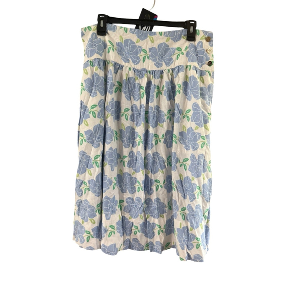 Draper James Floral A Line Skirt White Blue - Picture 3 of 8